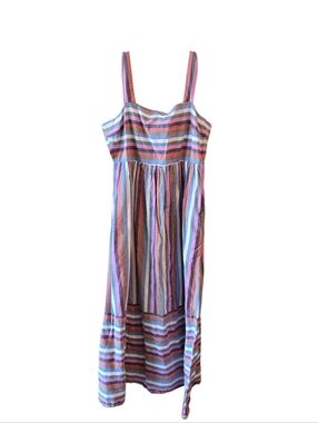 EVEREVE 100% Cotton Medium rainbow striped dress Natural Fibers Non Toxic